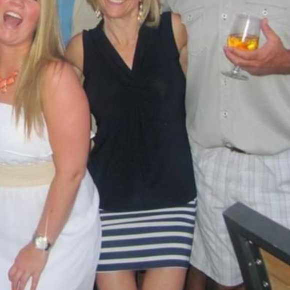 Cabi #789 Blaine 2 Way Navy Blue and White Stripe Tube Top or Mini Skirt - Picture 7 of 7